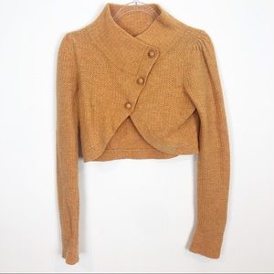 CHARLIE & ROBIN YELLOW CROP SHRUG CARDIGAN SWEATER